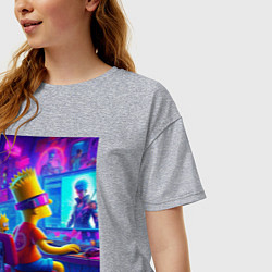 Футболка оверсайз женская Барт и Мэгги выбирают персонажа, цвет: меланж — фото 2