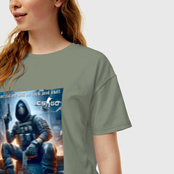 Футболка оверсайз женская One shot one kill no luck just skill - motto, цвет: авокадо — фото 2