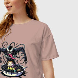 Футболка оверсайз женская Morty and Venom slime - ai art fantasy, цвет: пыльно-розовый — фото 2