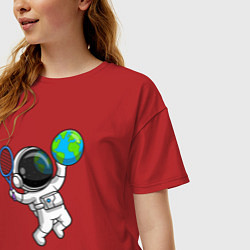 Футболка оверсайз женская Космический теннис, цвет: красный — фото 2