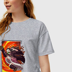 Футболка оверсайз женская Клинок рассекающий демонов - удар Незуко Камадо, цвет: меланж — фото 2