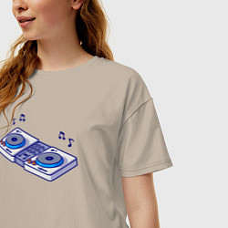 Футболка оверсайз женская Диджейский пульт, цвет: миндальный — фото 2
