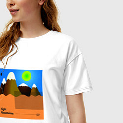 Футболка оверсайз женская Ночные горы, цвет: белый — фото 2