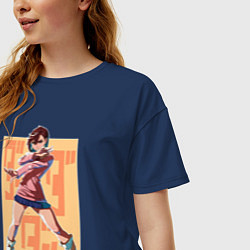 Футболка оверсайз женская Momo Ayase, цвет: тёмно-синий — фото 2