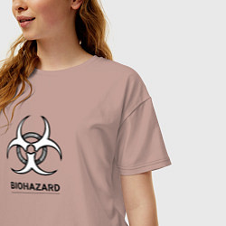Футболка оверсайз женская Biohazard черно белый, цвет: пыльно-розовый — фото 2