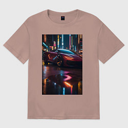 Женская футболка оверсайз Суперкар и неон