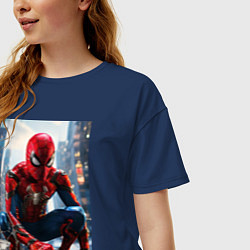 Футболка оверсайз женская Человек-паук на страже справедливости, цвет: тёмно-синий — фото 2