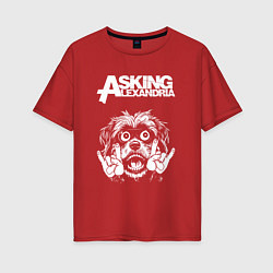 Футболка оверсайз женская Asking Alexandria rock dog, цвет: красный