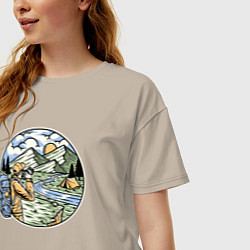 Футболка оверсайз женская Фото пейзаж, цвет: миндальный — фото 2