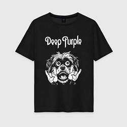 Футболка оверсайз женская Deep Purple rock dog, цвет: черный