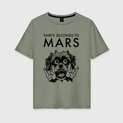 Футболка оверсайз женская Thirty Seconds to Mars - rock dog, цвет: авокадо