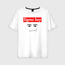 Женская футболка оверсайз Sigma boy roblox face - gaming meme collab