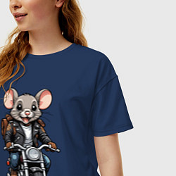 Футболка оверсайз женская Biker mice, цвет: тёмно-синий — фото 2