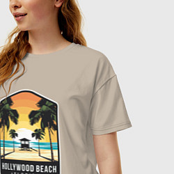 Футболка оверсайз женская Пляж Голливуда, цвет: миндальный — фото 2
