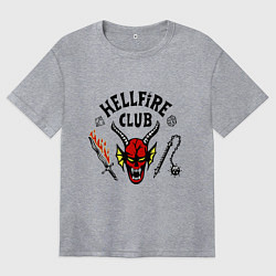 Футболка оверсайз женская Stranger things - hellfire club, цвет: меланж