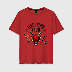 Женская футболка оверсайз Stranger things - hellfire club