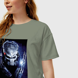 Футболка оверсайз женская Predator in the helmet, цвет: авокадо — фото 2