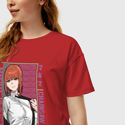 Футболка оверсайз женская Человек-бензопила Макима в костюме, цвет: красный — фото 2