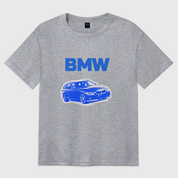 Женская футболка оверсайз Blue bmw