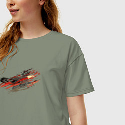 Футболка оверсайз женская Орел в облаках - светлый, цвет: авокадо — фото 2