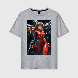 Женская футболка оверсайз Аска Лэнгли Евангелион