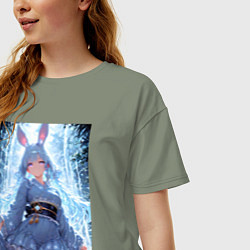 Футболка оверсайз женская Зайка в гармонии с природой, цвет: авокадо — фото 2