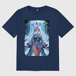 Женская футболка оверсайз Зайка в гармонии с природой