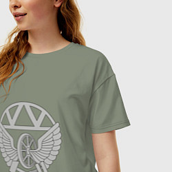 Футболка оверсайз женская Железнодорожные войска: эмблема, цвет: авокадо — фото 2