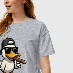 Футболка оверсайз женская Smoking duck, цвет: меланж — фото 2