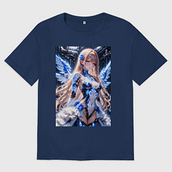 Женская футболка оверсайз Девушка с кибернетическими крыльями