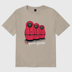 Футболка оверсайз женская Squid game matryoshka edition, цвет: миндальный