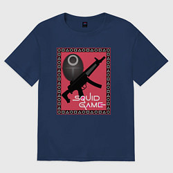 Женская футболка оверсайз Squid game gun and mask