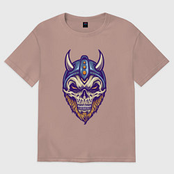 Футболка оверсайз женская Skull viking, цвет: пыльно-розовый