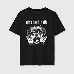 Футболка оверсайз женская Nine Inch Nails rock dog, цвет: черный