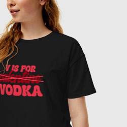 Футболка оверсайз женская V is for vodka, цвет: черный — фото 2