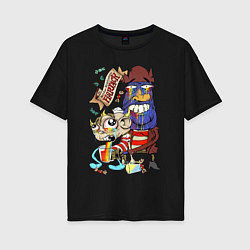 Футболка оверсайз женская Flapjack - rainbow, цвет: черный