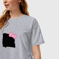 Футболка оверсайз женская Минималистка женщина - черный квадрат для пары, цвет: меланж — фото 2