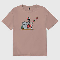 Футболка оверсайз женская Селфи скелетик, цвет: пыльно-розовый