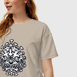 Футболка оверсайз женская Монстр вирус, цвет: миндальный — фото 2