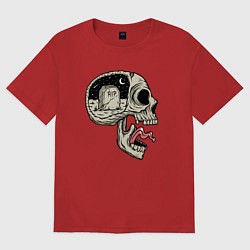 Футболка оверсайз женская Крик черепа, цвет: красный