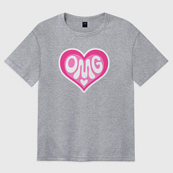Футболка оверсайз женская Oh my god love, цвет: меланж