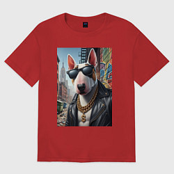 Футболка оверсайз женская Булли - смотрящий района, цвет: красный