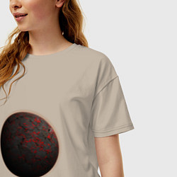 Футболка оверсайз женская Планета арт, меркурий, цвет: миндальный — фото 2