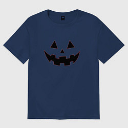 Футболка оверсайз женская Физиономия тыквы, цвет: тёмно-синий
