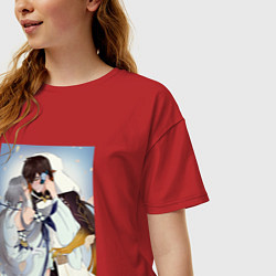 Футболка оверсайз женская Джун Ли и Гуй Джун, цвет: красный — фото 2