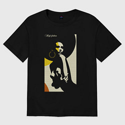 Футболка оверсайз женская Девушка в круглой шляпе, цвет: черный