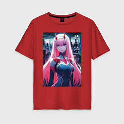 Футболка оверсайз женская Darling in the Franxx - zero two - ai art, цвет: красный