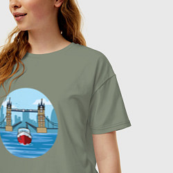 Футболка оверсайз женская Водный катер, цвет: авокадо — фото 2