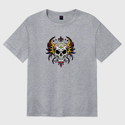 Футболка оверсайз женская Decorative skull, цвет: меланж