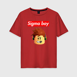Женская футболка оверсайз Sigma boy roblox head - мем Роблокс Сигма бой
